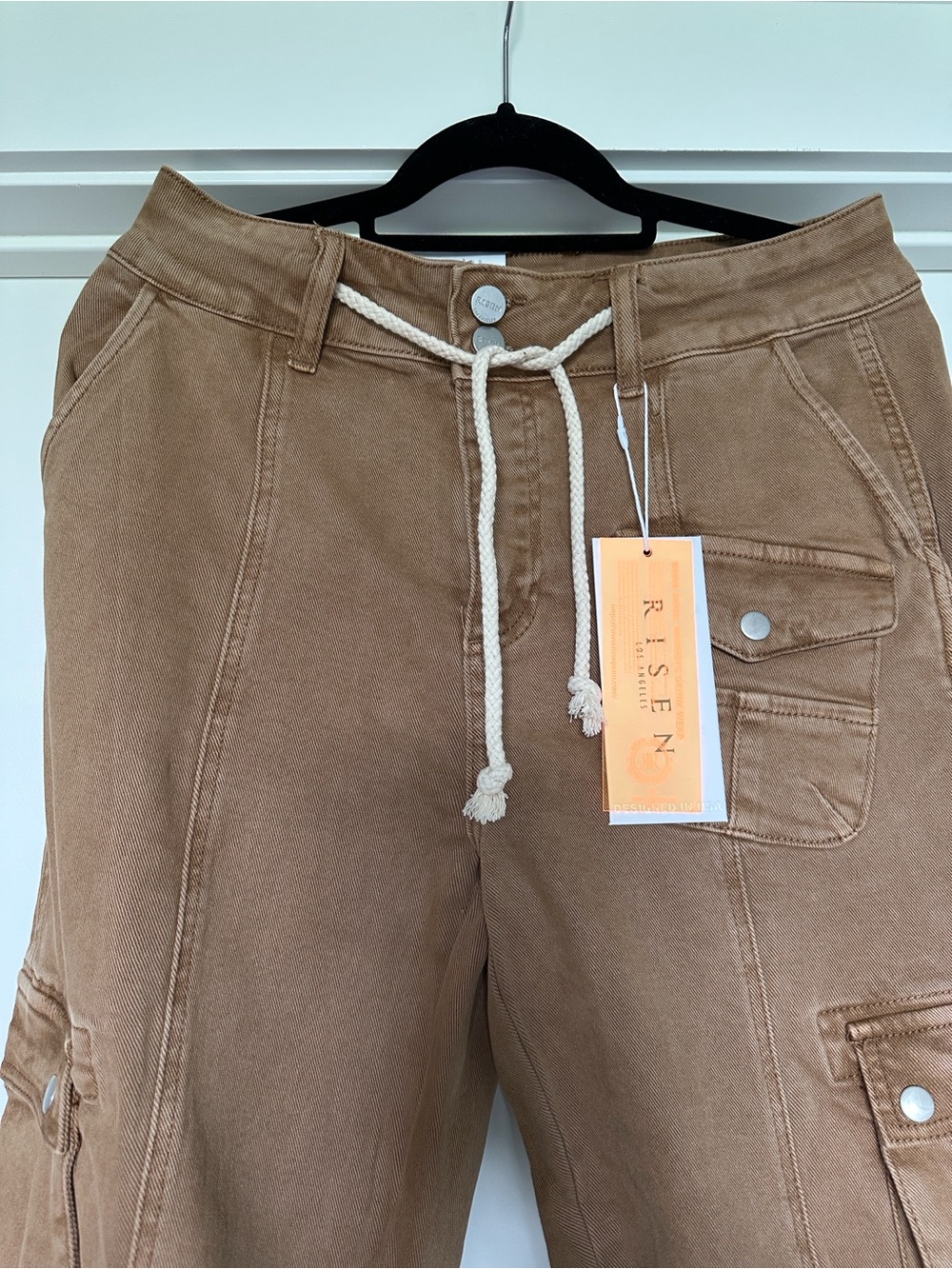 Risen Jeans Straight Leg Cargo Jeans — Cocoa Brown - Picture 5 of 10